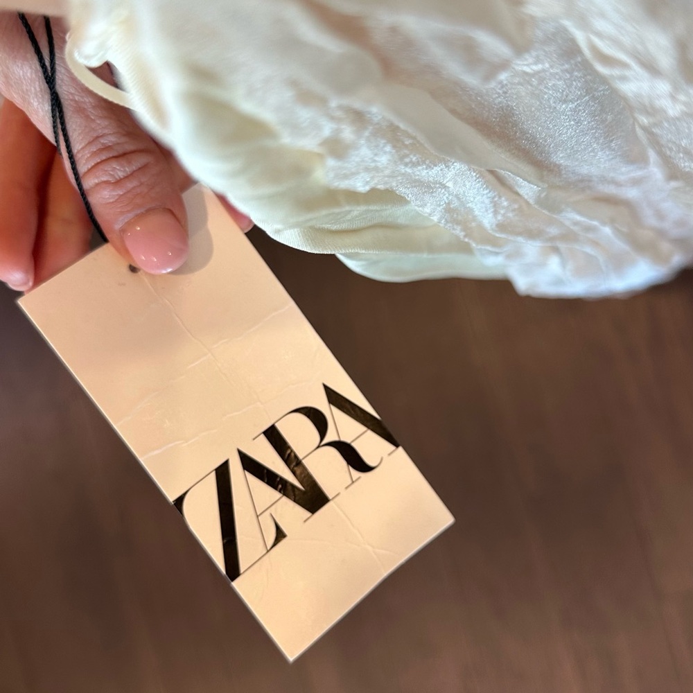 Zara Cream Pleated Maxi Dress - Sleeveless High Neck - Picture 4 of 6